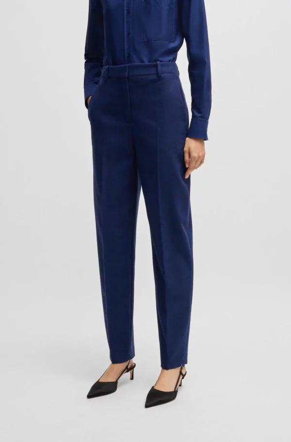 REGULAR-FIT TROUSERS IN STRETCH CLOTH WITH TAPERED LEG