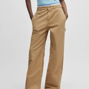 WIDE-LEG OVERSIZED-FIT TROUSERS IN COTTON CANVAS