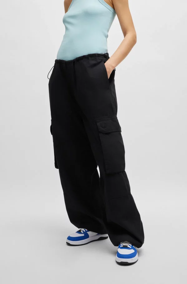 OVERSIZED-FIT PARACHUTE TROUSERS IN COTTON POPLIN